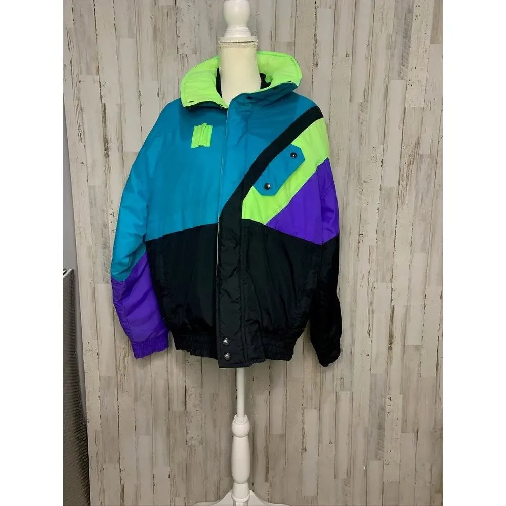 Vintage Inside Edge Unisex Windbreaker Jacket Multicolor Size Medium Retro 80s‎